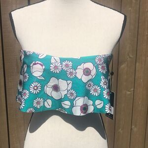 Wildfox Sixties Floral Print Bandeau Bikini Top M